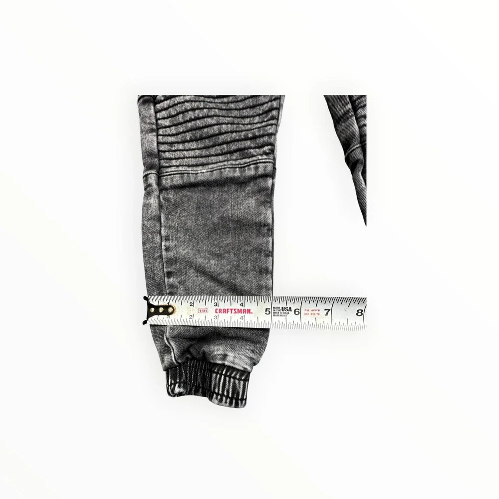 St. Goliath Denim Joggers Boys 5 Black Acid Wash Moto Biker Pants Ribbed‎ Cuffs